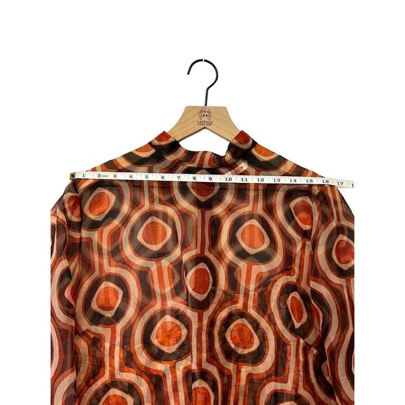 Zara Groovy Retro Orange Geometric Printed Organza Long Sleeve Mini Dress XL - Picture 9 of 13